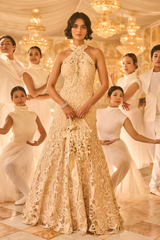 Nude Halter Neck Gown