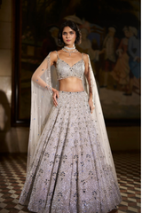 Blue Crystal Lehenga Set
