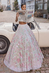 Sea Green Sequin Lehenga Set