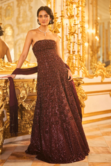 Wine Sequin Gown