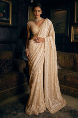 Nude Thread Work Saree
