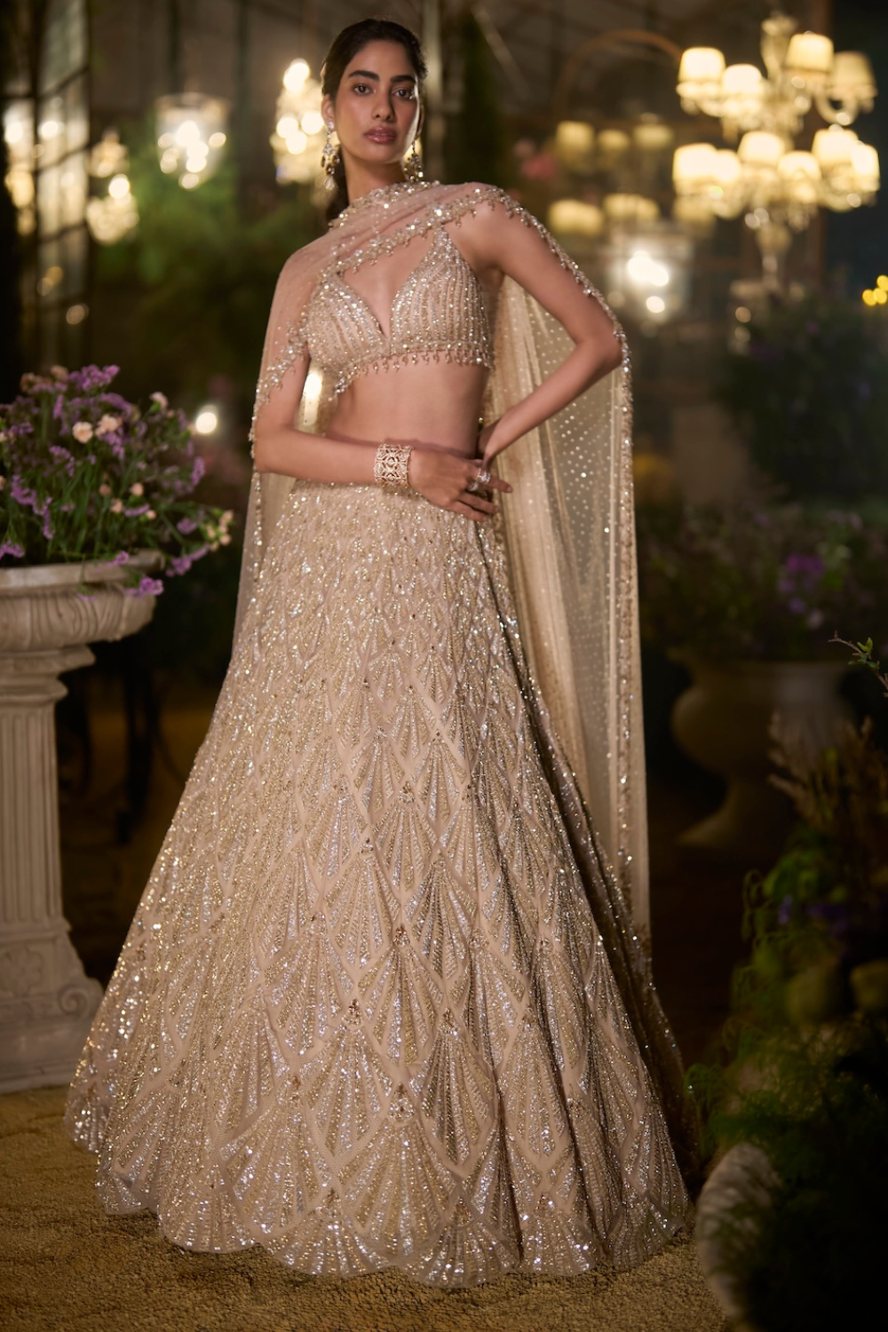 Coffee Sequin Lehenga Set