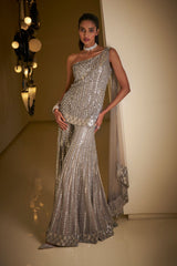 Silver Grey Sequin Sharara Set