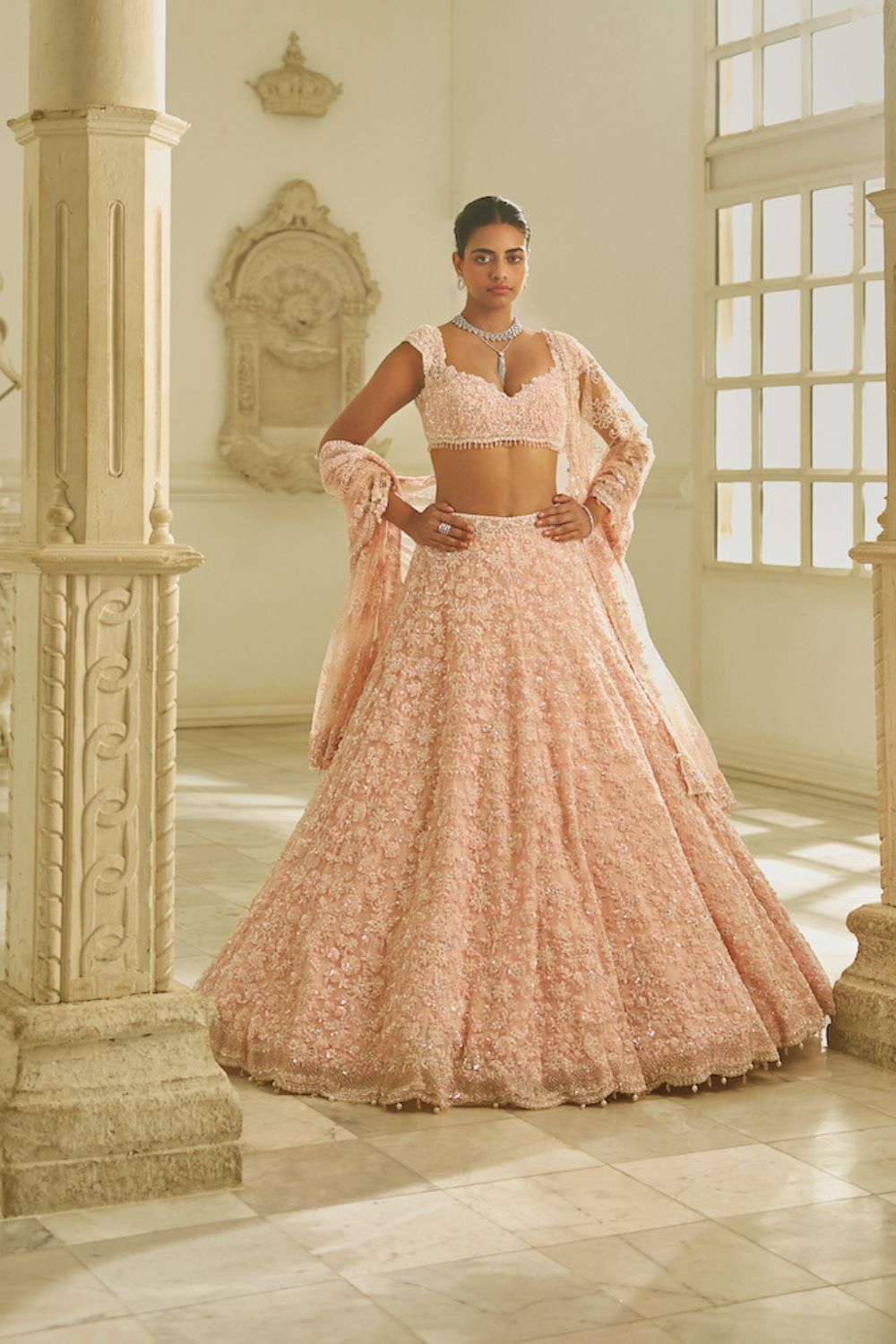 Powder Pink Shimmer Lehenga