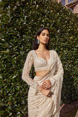 Powder Peach Stripe Saree