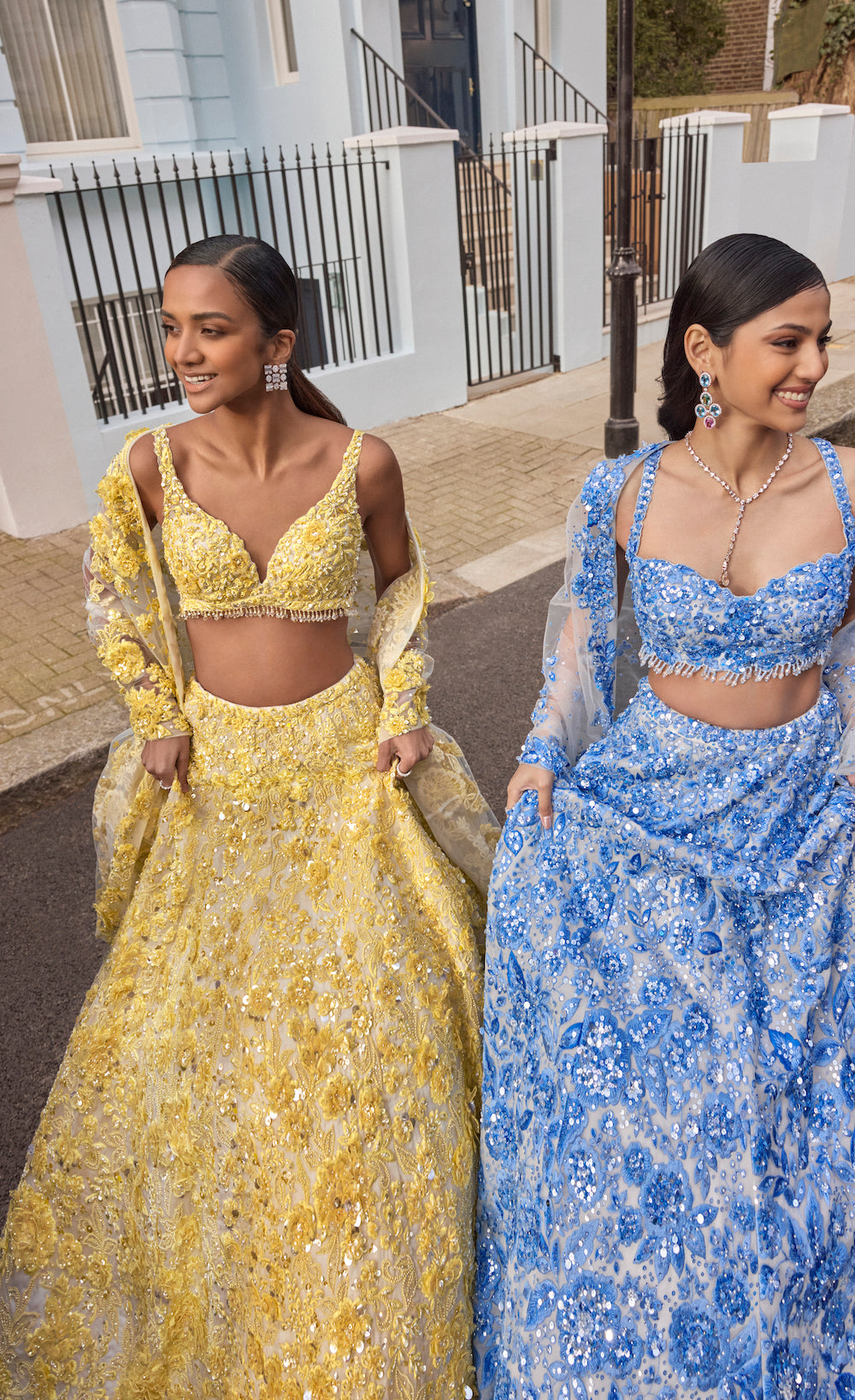 Powder Blue Floral Lehenga Set
