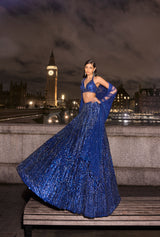 Navy Blue Sequin Lehenga Set