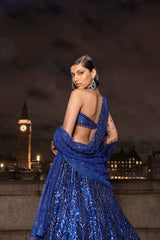 Navy Blue Sequin Lehenga Set