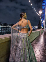 Antique Silver Sequin Lehenga Set