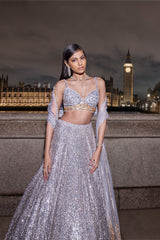 Silver Gold Sequin Lehenga Set