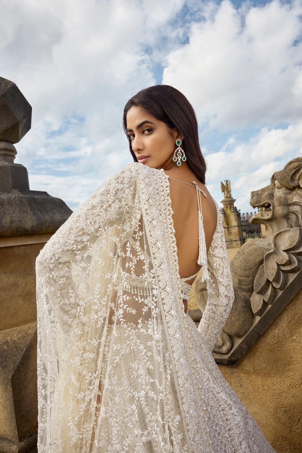Cream Pearl Lehenga Set