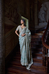 Ivory Sage Zardosi Saree