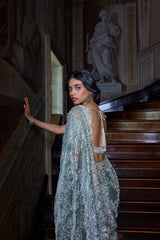 Ivory Sage Zardosi Saree