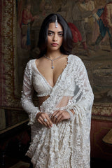 Ivory Pearl Sequin Saree