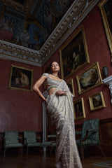 Champagne Emerald Crystal Saree
