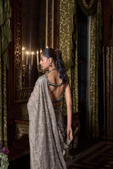 Champagne Emerald Crystal Saree