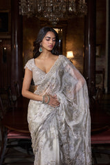 Champagne Zardosi Saree