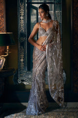 Steel Grey Sequin Saree