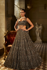 Charcoal Sequin Lehenga Set