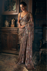 Ash Grey Sequin Saree