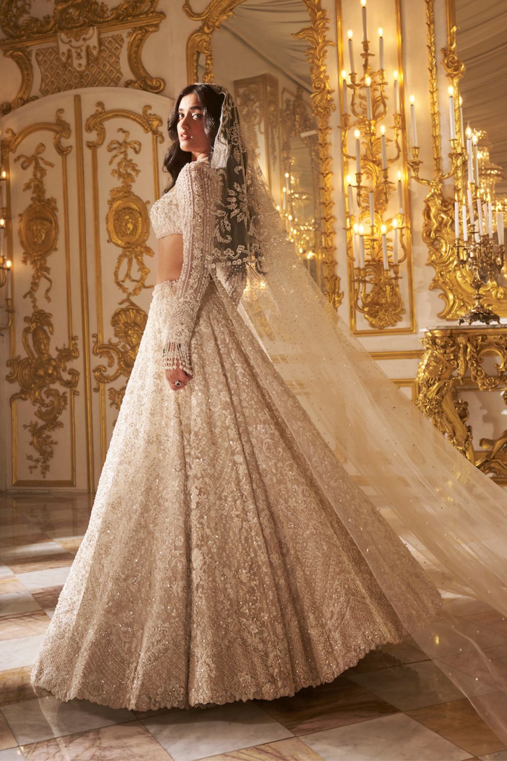 Ivory Floral Thread Work Lehenga Set