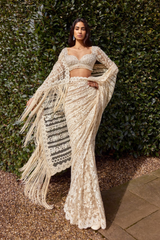 Powder Peach Stripe Saree