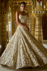 Ivory Corset Three-Dimensional Lehenga Set
