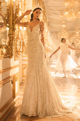 Ivory Pearl Trail Gown