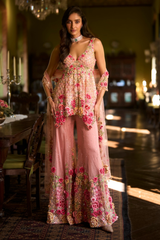 Pink Three-Dimensional Sharara Set