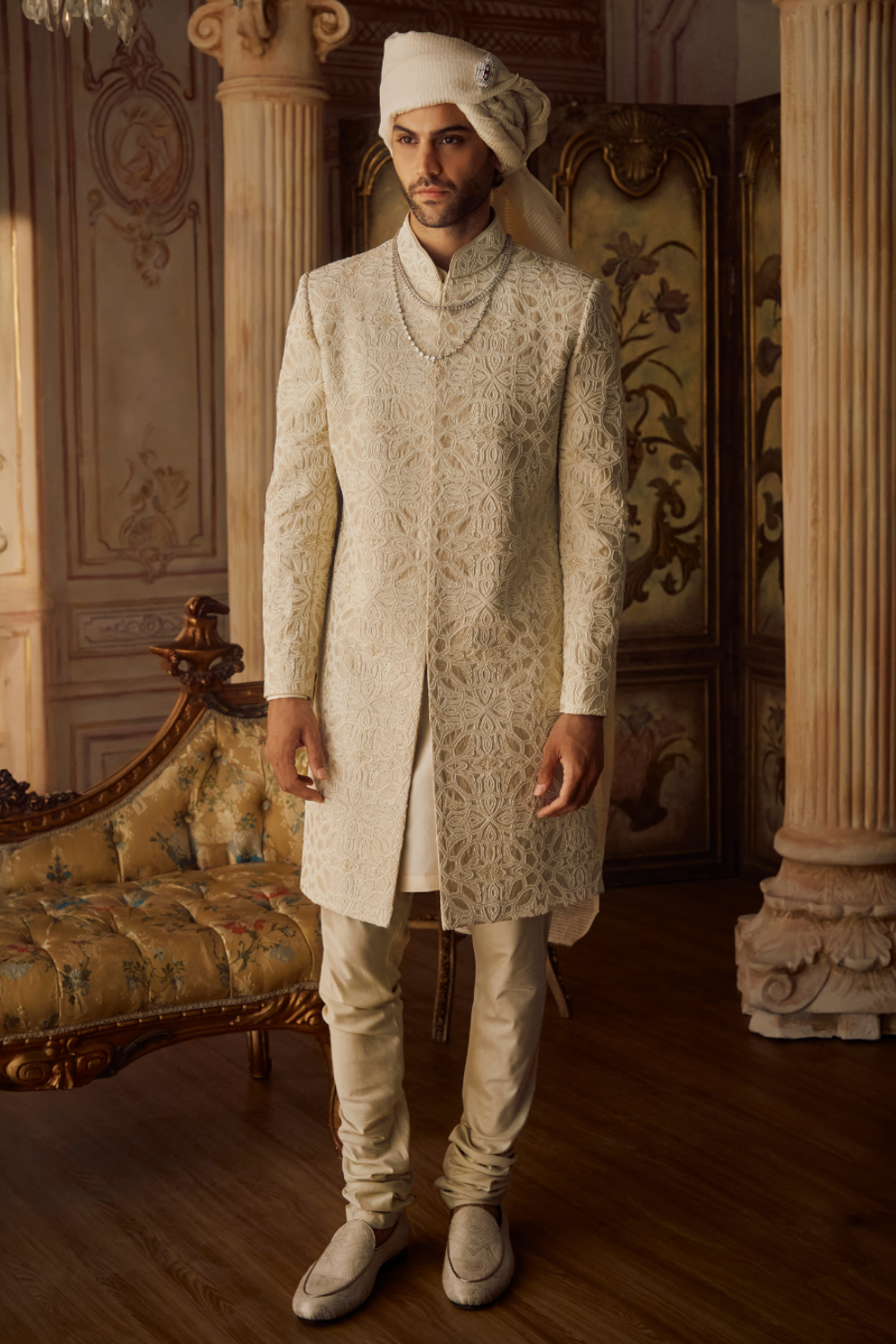 Nude Pearl Sherwani Set