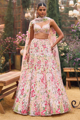 Powder Peach Multi-Coloured Lehenga Set