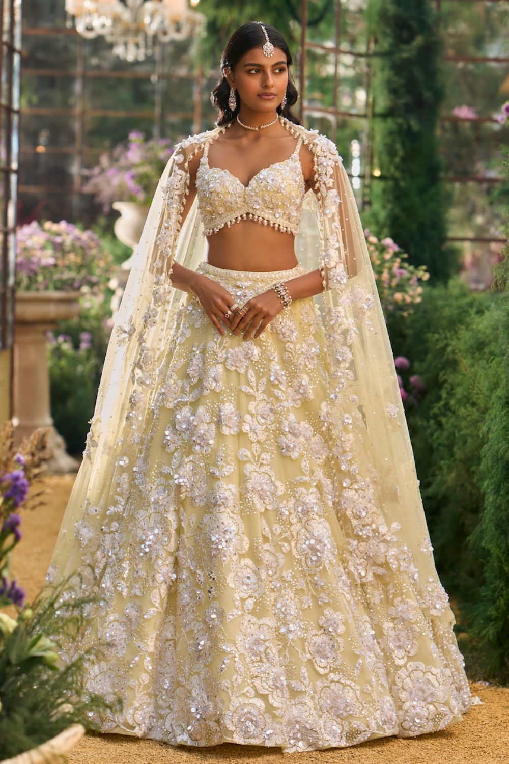 Lime Yellow Floral Lehenga Set