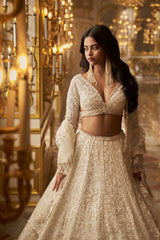 Ivory Gold Floral Lehenga Set