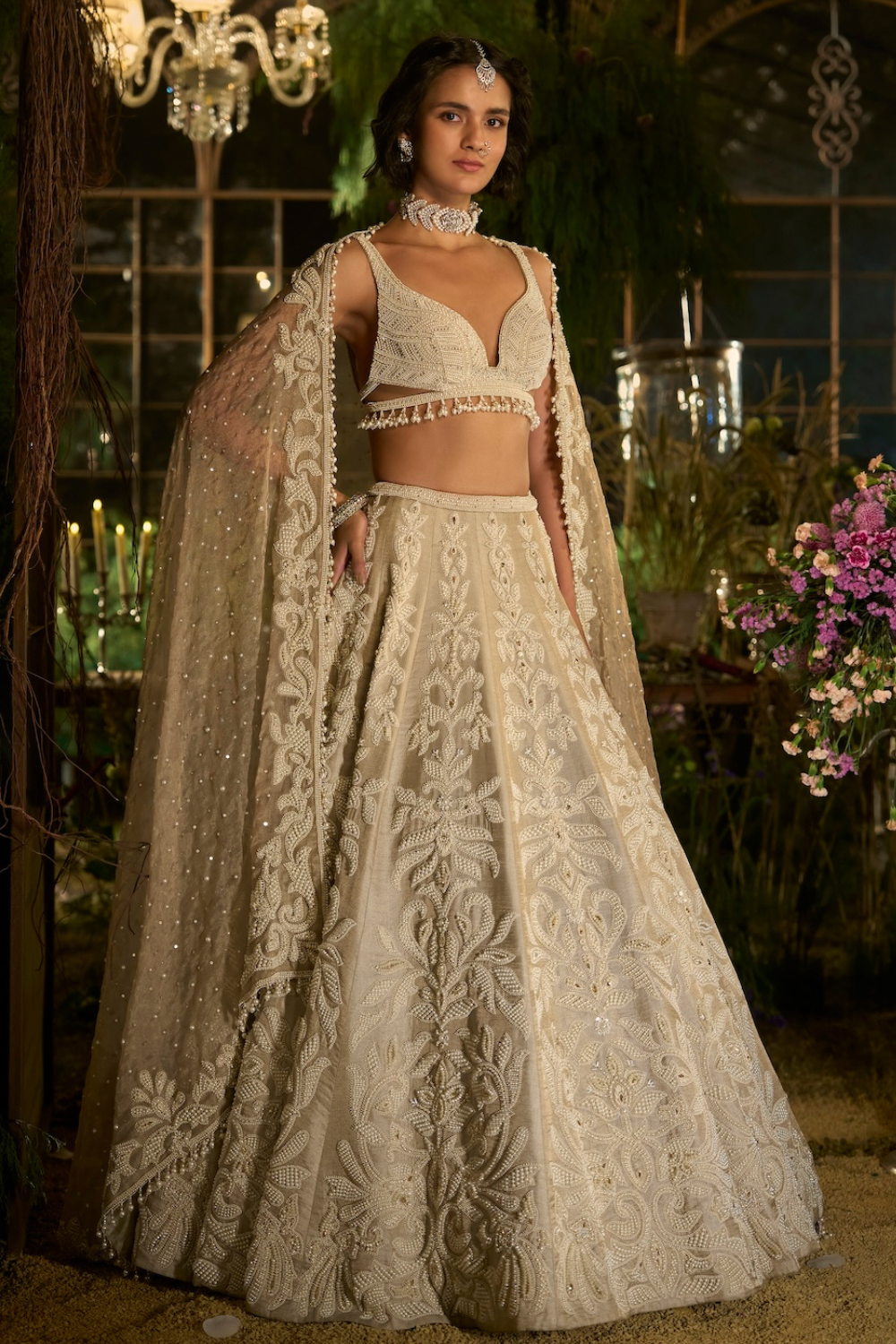 Grey Pearl Lehenga Set