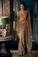Antique Gold Sequin Saree