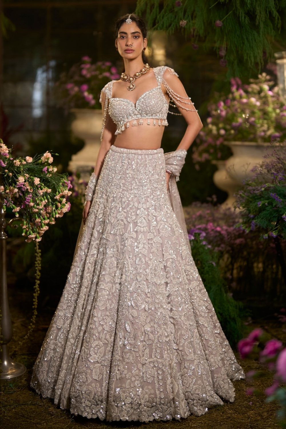 Slate Grey Sequin Lehenga Set