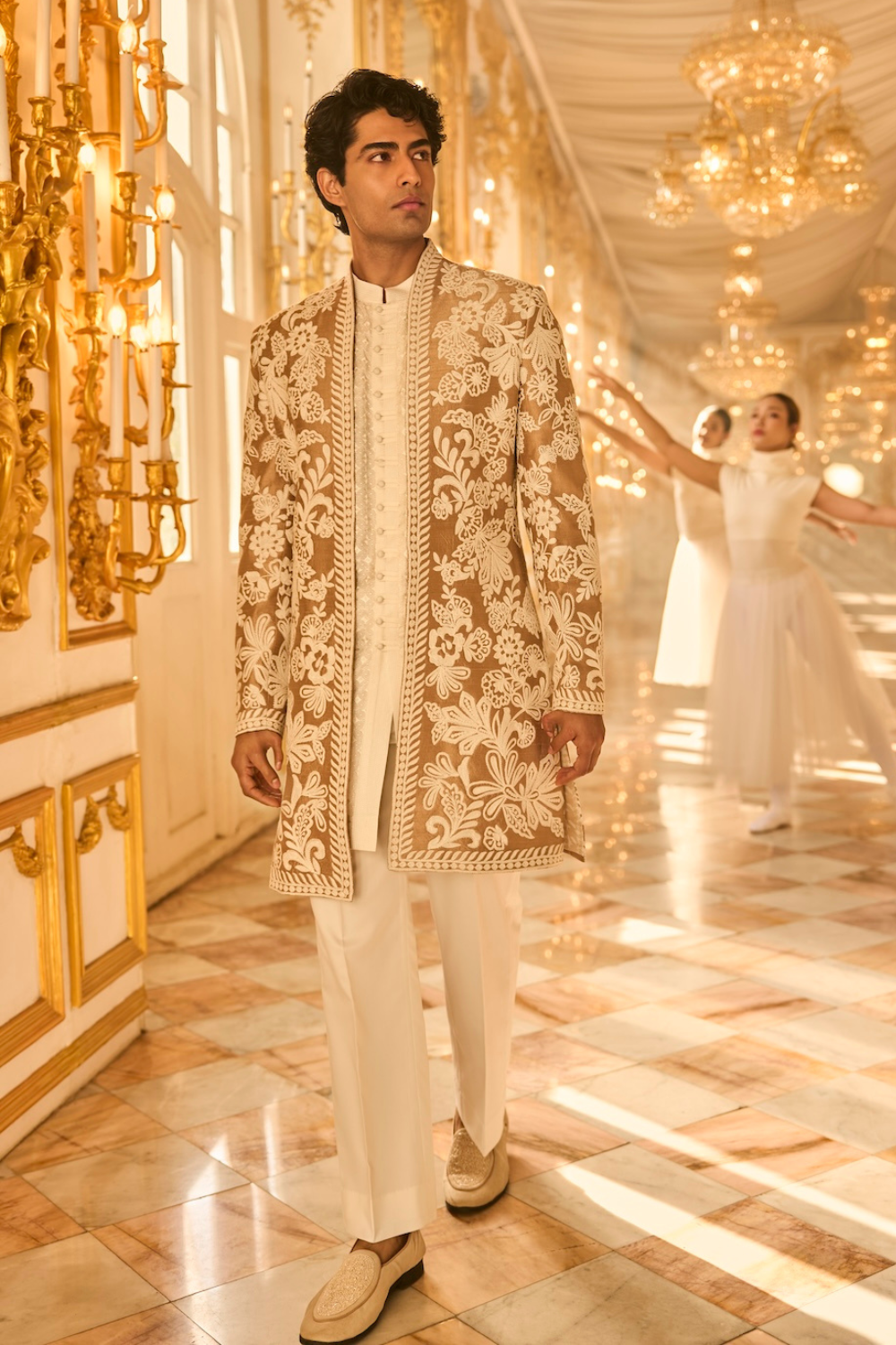 Nude Open Sherwani Set