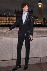 Black Embroidered Tuxedo Set