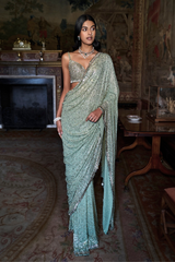 Moss Green Sequin Saree