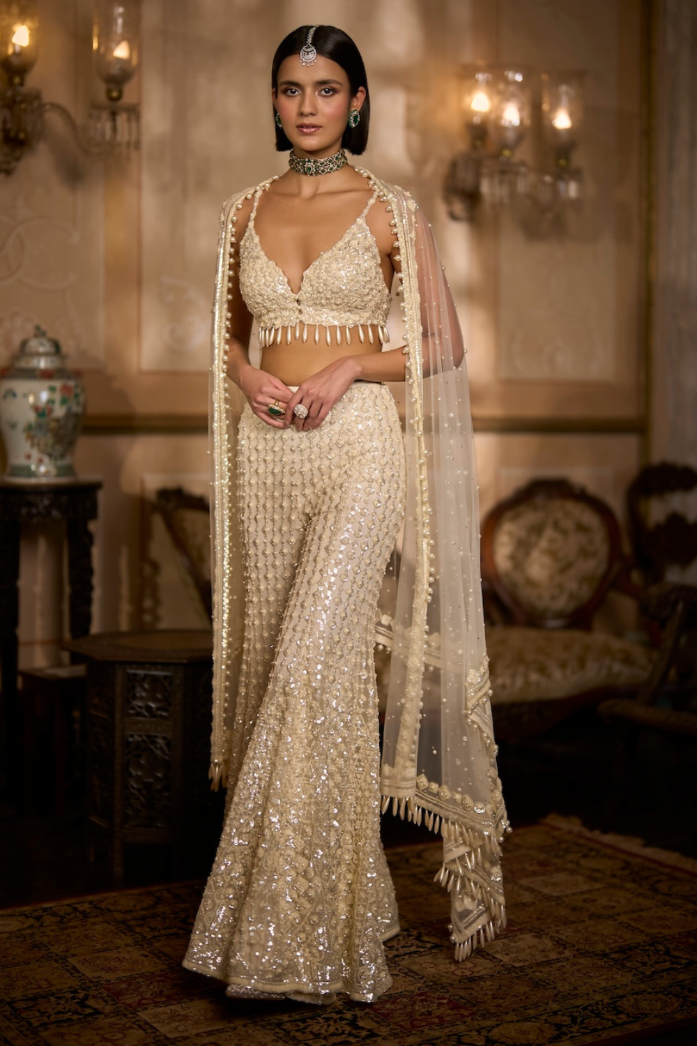 Cream Sharara - Pant Set
