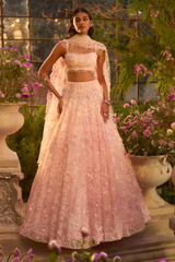Candy Pink Three-Dimensional Lehenga Set
