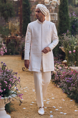 Ivory Geometric Sherwani Set