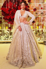 Bhumi Pednekar in Nude Cream Abstract Dori Lehenga Set