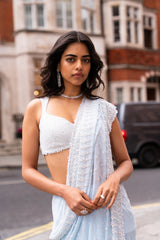 Powder Blue Ombré Sequin Saree