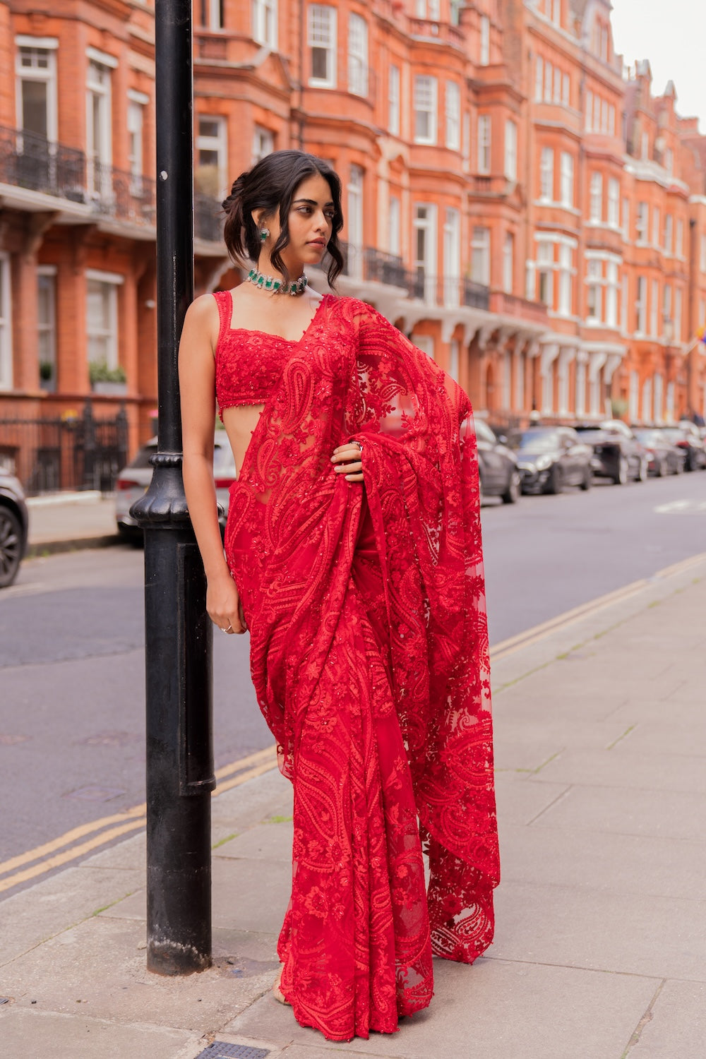 Red Paisley Saree