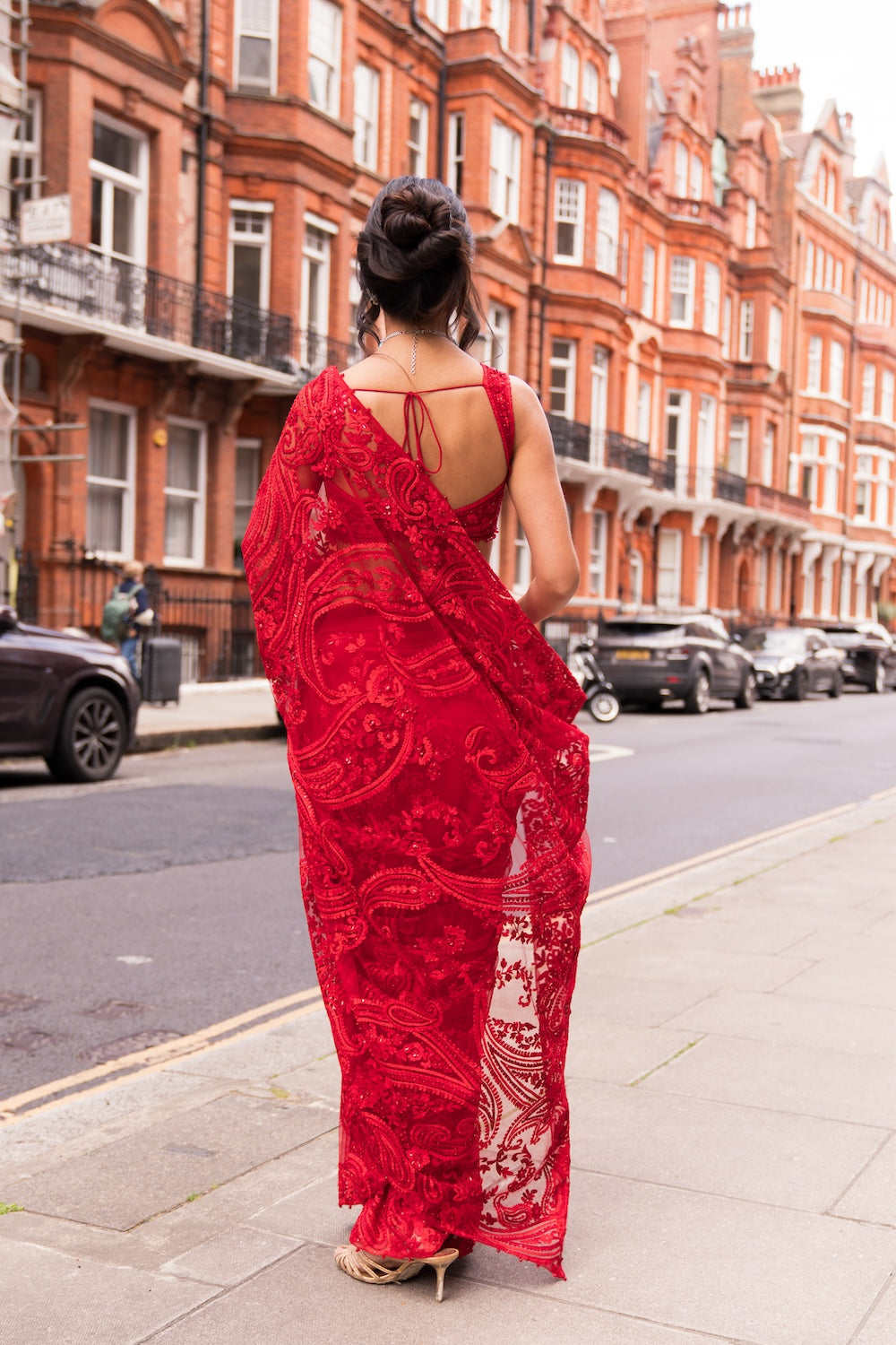 Red Paisley Saree
