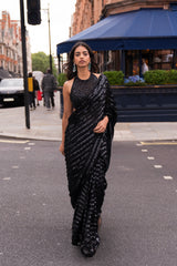 Black Sequin & Crystal Saree