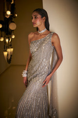 Silver Grey Sequin Sharara Set