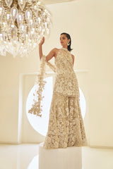 Mira In Nude Three-Dimensional Sharara Set
