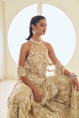 Mira In Nude Three-Dimensional Sharara Set